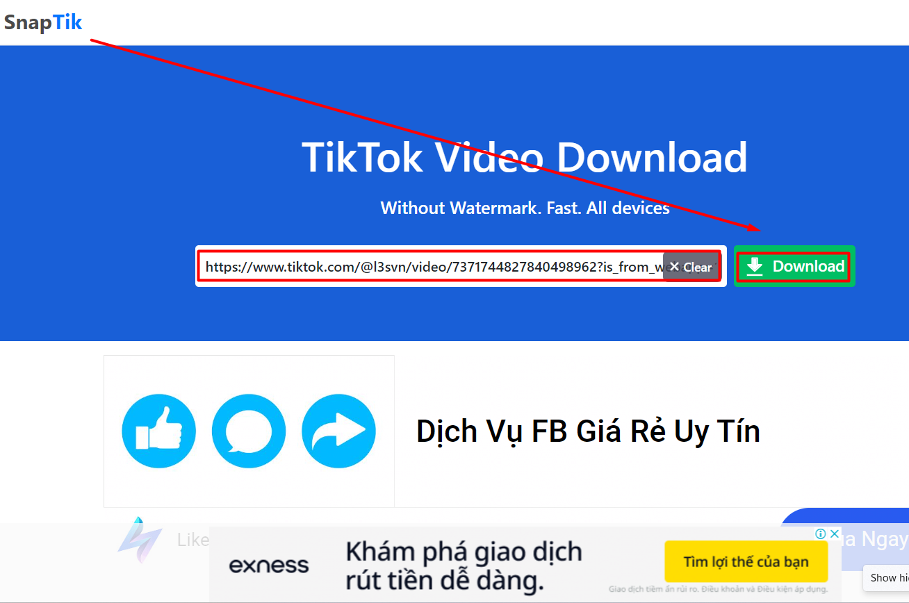 tải video tiktok